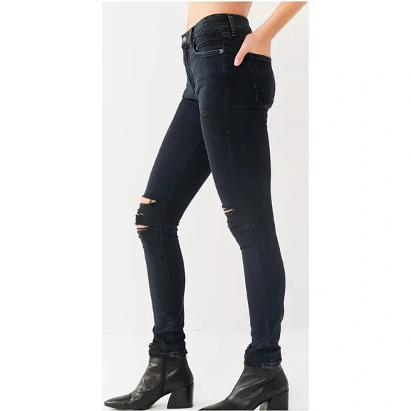AGOLDE Sophie High Rise Distressed Black Skinny Jeans - Picture 3 of 14